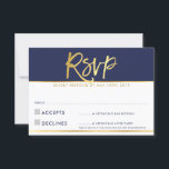 RSVP RESPONDER CARTÃO marinho azul-ouro moderno es<br><div class="desc">Um design simples para seus CARDS DE RESPOSTA RSVP - para corresponder aos seus convites principais. Adorei o design, mas gostaria de ver algumas mudanças - outro esquema de cores, produto, adicionar uma foto ou adaptado para uma ocasião diferente - sem preocupações, simplesmente me contate, KAT@SIMPLYSWEETPAPERIE.COM Eu tenho o prazer...</div>