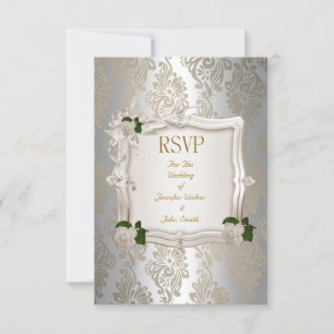 RSVP Resposta de Casamento Elegante Sepia Silver W