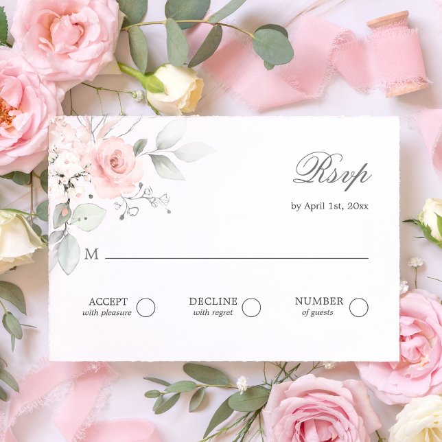 RSVP Resposta de Resposta de Água Cor Rosa Pink (RSVP Reply Watercolor Pink Rose Budget)
