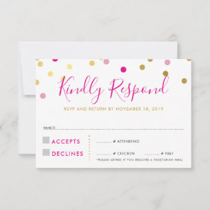 RSVP RESPOSTA glam confetti spot gold rosa