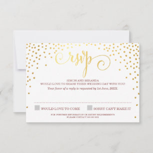 RSVP RESPOSTA na moda, mini gold confetti marsala