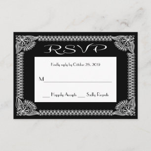 RSVP Retro RSVP Resposta Floral Preta e Branca
