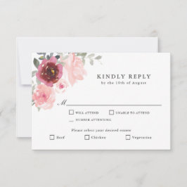 RSVP Romântico rosa e borgonha com árvores