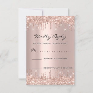 RSVP Rosa Borra de Brilho Casamento Aniversário