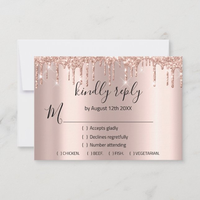 RSVP Rosa Casamento Brilho Chuva de Bênção VIP Got (Frente)