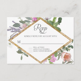 RSVP Rosa Dourada Faux Glitter Wildflower Art