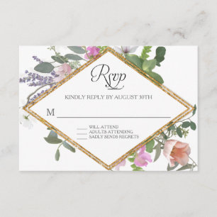 RSVP Rosa Dourada Faux Glitter Wildflower Art