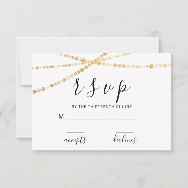 RSVP Rosa Floral Preto e Branco Luzes Douradas Del (Frente)