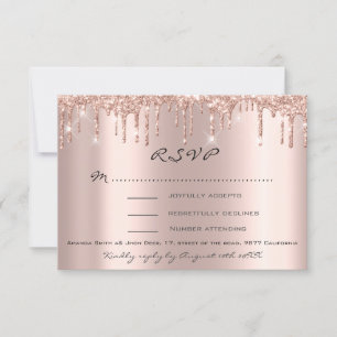 RSVP Rosa Gotas de Brilho Chuva de Arroz Casamento
