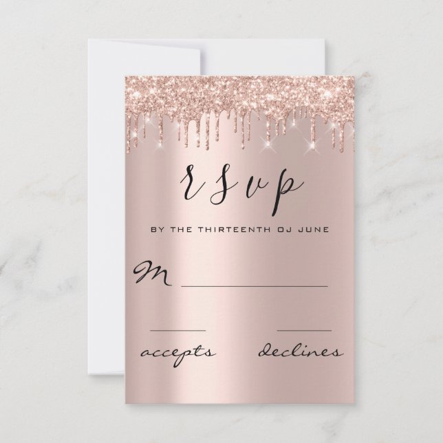 RSVP Rosa Negra Dourada com Pingos de Brilho Lux (Frente)