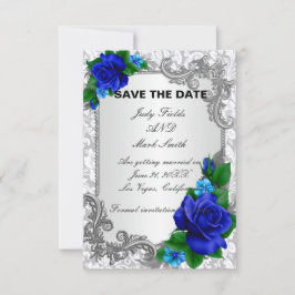 RSVP Rosas Azuis Elegantes Salvem O Cartão De Data