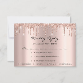 RSVP Rose Weddin Brilho Jantar de Noivado Azul-Mar