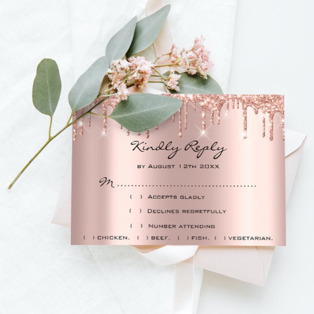 RSVP Rose Weddin Chuveiro de Noiva Brilho Preto Go (RSVP Rose Weddin Glitter Bridal Shower Black Drips)