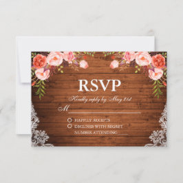 RSVP RSVP Rustic Wedtic Wood Coral Floral Lace
