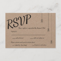 RSVP Russo com Luzes de Corda no Papel Kraft