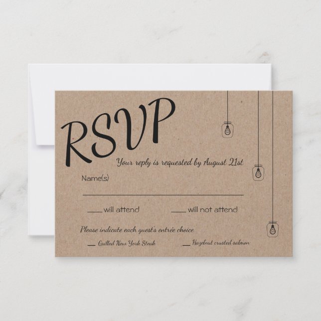 RSVP Russo com Luzes de Corda no Papel Kraft (Frente)