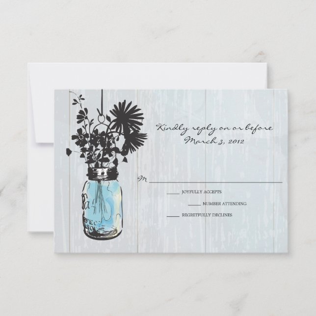 RSVP Rustic Hanging Mason Jar Wedding (Frente)