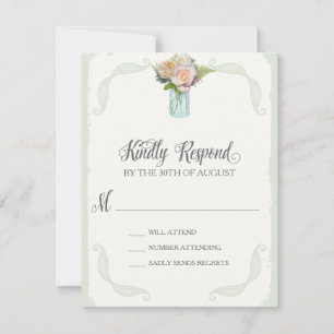 RSVP Rustic Mason Jar Rosa Script Typografia