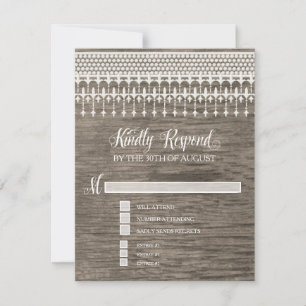 RSVP Rustic Vintage Lace Wood Script Tipografia