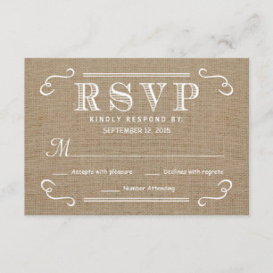 RSVP Rústico Burlap Tan e White WedResponse