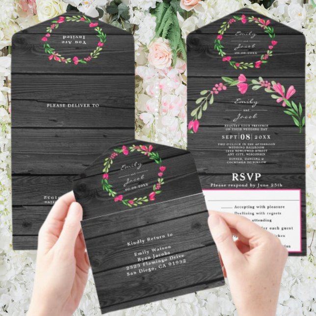 RSVP Rústico Escuro Cinza Madeira Rosa Floral País (Criador carregado)