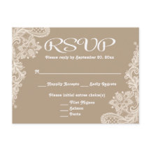 RSVP Rústico Lace Floral Brown & White Tan - Menu