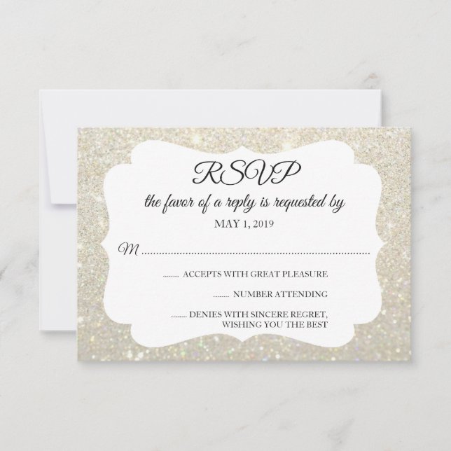 RSVP Seu Dia Glitter Branco Dourado (Frente)