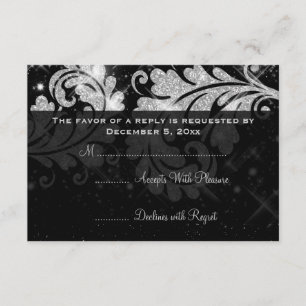 RSVP Silver Floral Glitter Swirl de Casamento Eleg