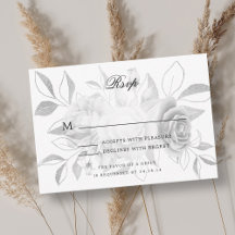 RSVP Silver Watercolor Floral de Casamento Elegant