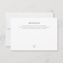 RSVP simples cartão de detalhes de casamento preto e br