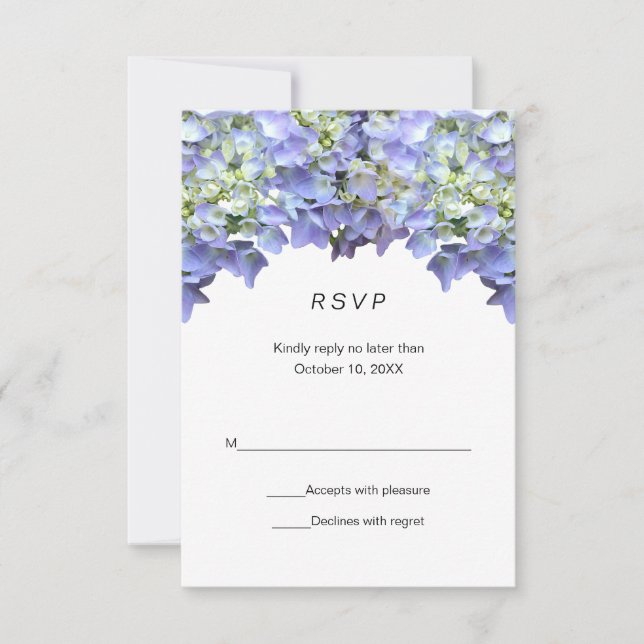 RSVP Simples de Casamento com Hortênsia Roxa (Frente)