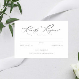 RSVP Simples de Casamento Preto e Branco Elegante