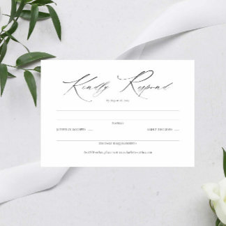 RSVP Simples de Casamento Preto e Branco Elegante
