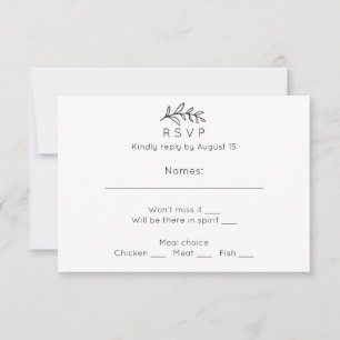 Rsvp simples do casamento. Cartão preto e branco