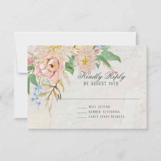 RSVP Simples Eucalyptus Leaf Floral Rosa Marbled (Frente)