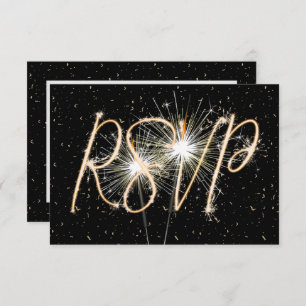 RSVP Sparklers no Convite de Aniversário Negro