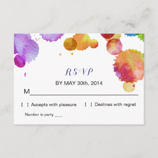 RSVP Splat da pintura da aguarela que Wedding o cartão