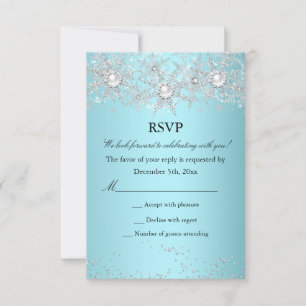 RSVP Teal Blue Crystal Pearl Snowflake Winter