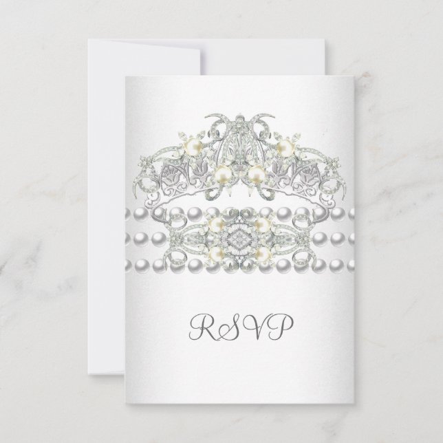 RSVP Tiara Prata Pérola Branca Diamante (Frente)