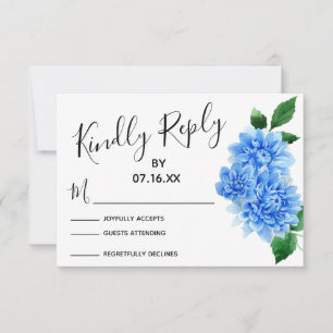 RSVP Tipografia, Blue Watercolor Dahlia Flowers