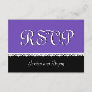 RSVP V16 de Casamento de rendas PURPLE e BLACK