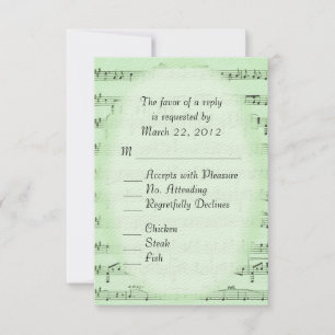 RSVP Verde de Casamento de Música com Menu