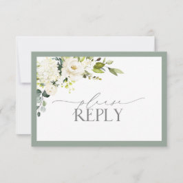 RSVP Verde Floral de Aquarela de Cinzas Brancas El