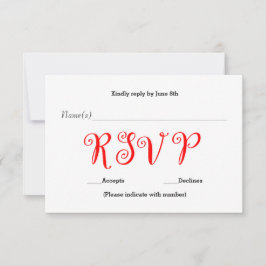 RSVP Vermelho - Cartão de Resposta de Recepção