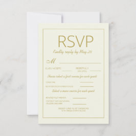 RSVP Vertical de Casamento Dourado Creme Moderno R