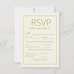 RSVP Vertical de Casamento Dourado Creme Moderno R