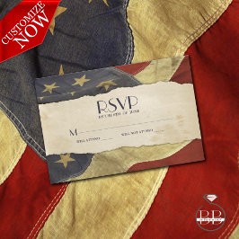 RSVP Vintage EUA Bandeira Casamento Militar Patrió