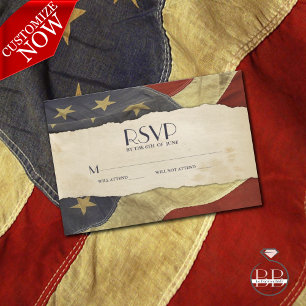 RSVP Vintage EUA Bandeira Casamento Militar Patrió