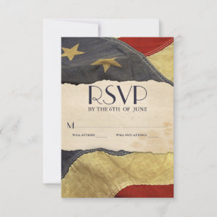 RSVP Vintage EUA Bandeira Casamento Militar Patrió