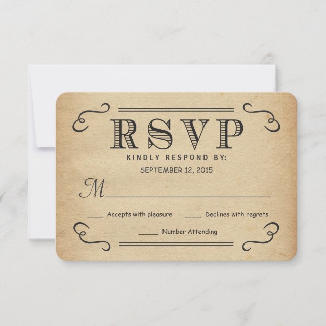 RSVP Vintage Typografia Rustic WedResponse (Frente)